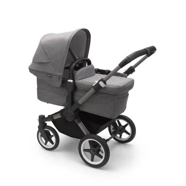 Bugaboo Donkey 5 Twin Gestell (Graphit) / Stoff (Grau Meliert) / Dach (Grau Meliert) Ultimate Bundle