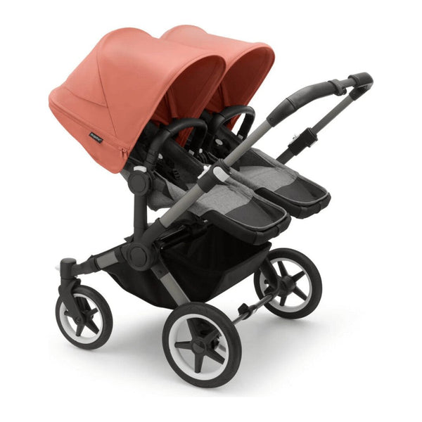 Bugaboo Donkey 5 Twin Gestell (Graphit) / Stoff (Grau Meliert) / Dach (Morgenrot)