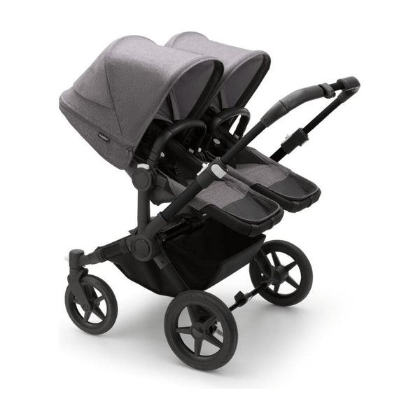 Bugaboo Donkey 5 Twin Gestell (Schwarz) / Stoff (Grau Meliert) / Dach (Grau Meliert)