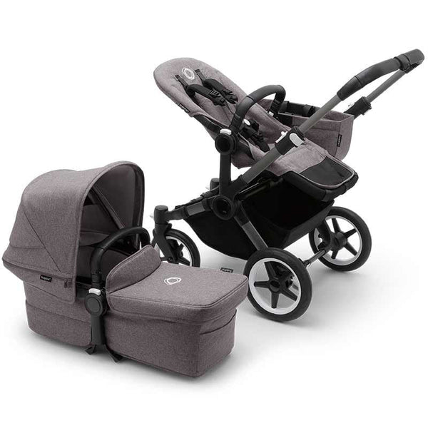 Bugaboo Donkey 5 Mono Gestell (Graphit) / Stoff (Grau Meliert) / Dach ( Grau Meliert) Ultimate Bundle