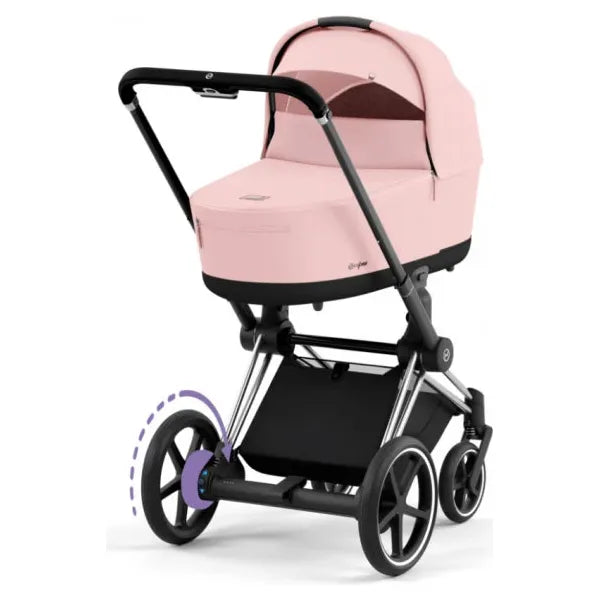 Cybex e-Priam Set Gestell (Chrome Black) /Stoff (Peach Pink)