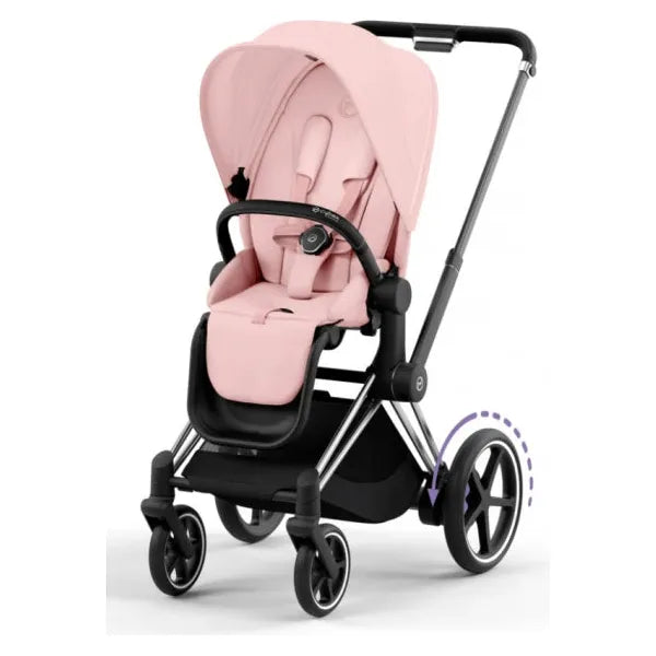 Cybex e-Priam Set Gestell (Chrome Black) /Stoff (Peach Pink)