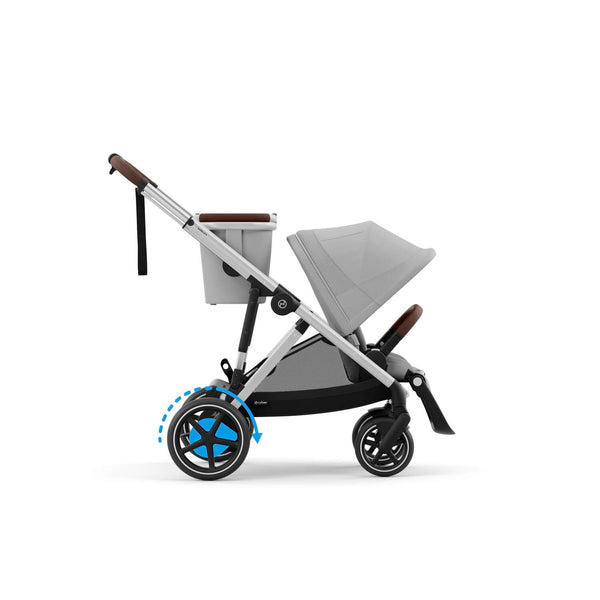 Cybex e-Gazelle S (Silbernen Rahmen) Stone Grey + Cot S gratis