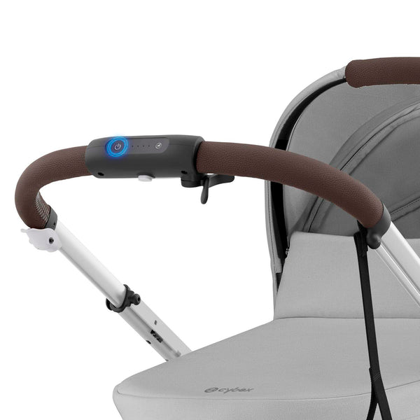 Cybex e-Gazelle S (Silbernen Rahmen) Stone Grey + Cot S gratis