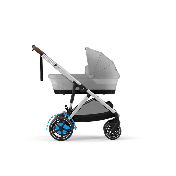 Cybex e-Gazelle S (Silbernen Rahmen) Stone Grey + Cot S gratis