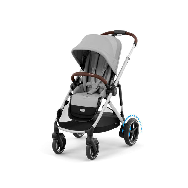 Cybex e-Gazelle S (Silbernen Rahmen) Stone Grey + Cot S gratis