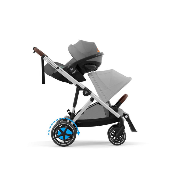 Cybex e-Gazelle S (Silbernen Rahmen) Stone Grey + Cot S gratis
