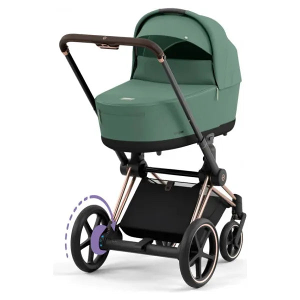 Cybex e-Priam Set Gestell (Rosegold) /Stoff (Leaf Green)