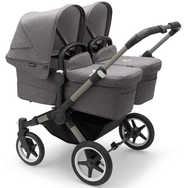 Bugaboo Donkey 5 Twin Gestell (Graphit) / Stoff (Grau Meliert) / Dach (Grau Meliert)