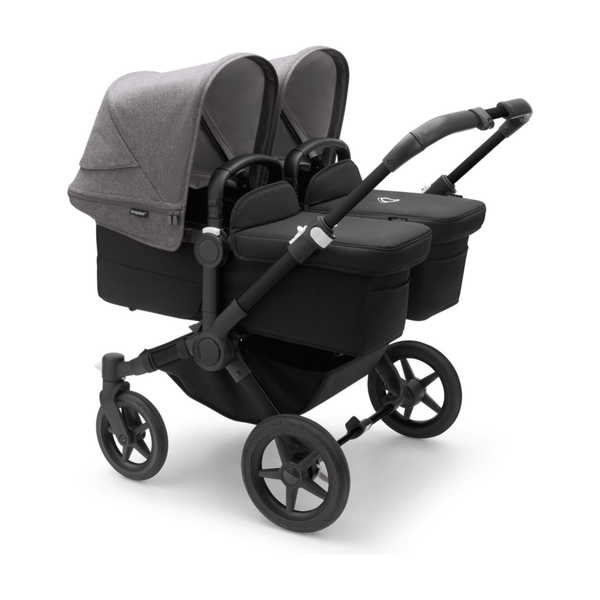 Bugaboo Donkey 5 Twin Gestell (Schwarz) / Stoff (Mitternachtsschwarz) / Dach (Grau Meliert)