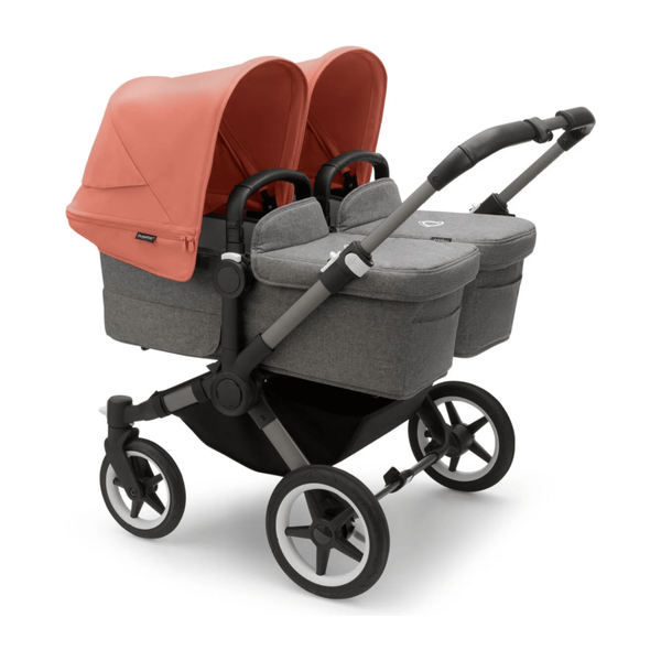 Bugaboo Donkey 5 Twin Gestell (Graphit) / Stoff (Grau Meliert) / Dach (Morgenrot)