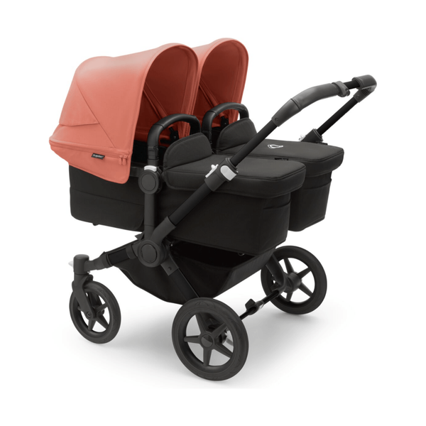 Bugaboo Donkey 5 Twin Gestell (Schwarz) / Stoff (Mitternachtsschwarz) / Dach (Morgenrot)