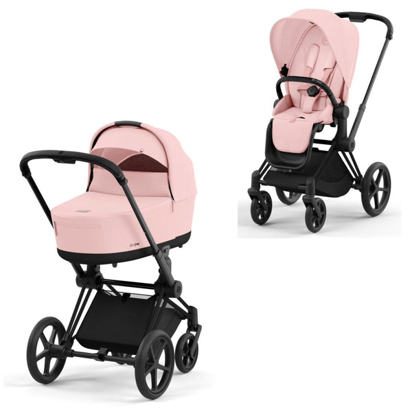 Cybex Priam Set Gestell (Matt Black) /Stoff (Peach Pink)