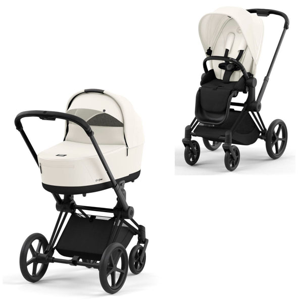 Cybex Priam Set Gestell (Matt Black) /Stoff (Off White)