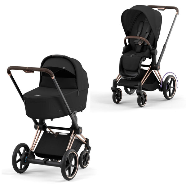 Cybex e-Priam Set Gestell (Rosegold) /Stoff (Sepia Black)