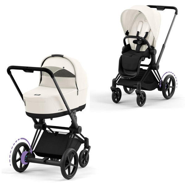 Cybex e-Priam Set Gestell (Matt Black) /Stoff (Off White)