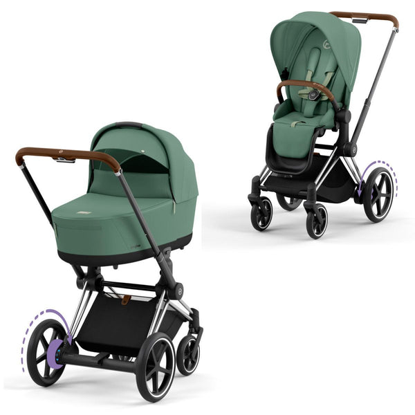 Cybex e-Priam Set Gestell (Chrome Brown) /Stoff (Leaf Green)